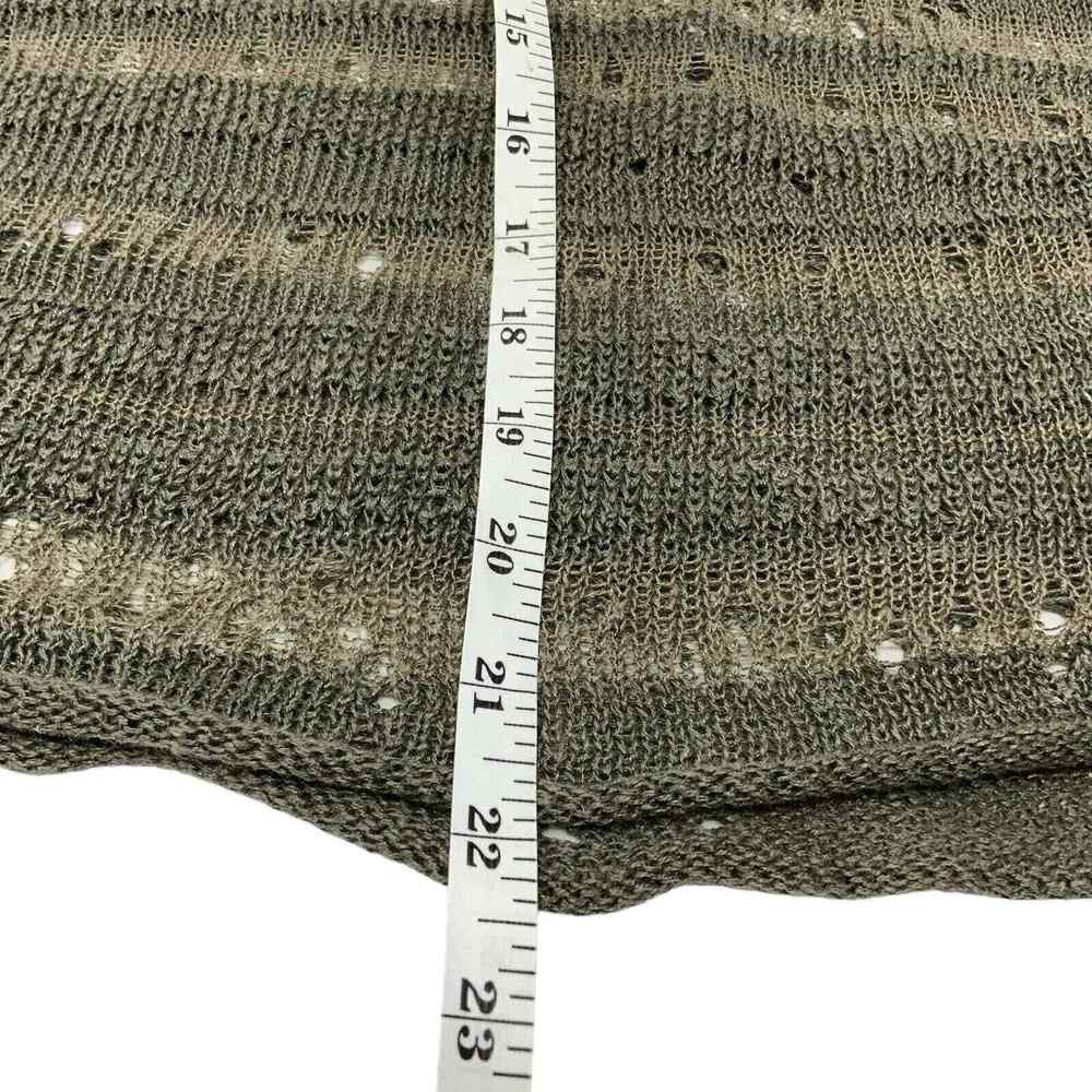 Eileen Fisher Open Knit Sweater Size Medium Green Linen Short Sleeve‎ V-neck - Picture 12 of 14